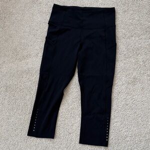 lululemon Fast and Free 19" Cropped High-Rise Tights with Pockets Black Sz6